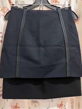 Colorblock Navy and Black Mini Skirt with Vertical Trim